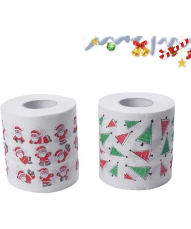 NUOBESTY Chrismas 2 Roll Christmas Toilet Paper Roll Tissue Napkin Santa Tree Pattern for Xmas Holiday Party Supplies Bathroom Decoration Colored Tissue Paper - Buy Online on GoSupps.com