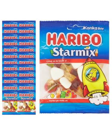 Haribo Starmix - 24 x 80g Bags. Fruit Flavour Gums Pick & Mix Sweets. Non-Fizzy Halal Sweets For Kids. Bulk Party Bags Of Sweets Great For Sharing.