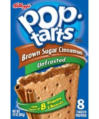 Kellogg's, Pop-Tarts, Unfrosted Brown Sugar Cinnamon, 8 Count, 14oz Box (Pack of 2)
