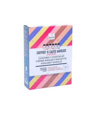 QUAI SUD Coffret D couverte Caf s Moulus Aromatis s | 6 x 75g | Caramel Chocolat Cr me Br l e Noisette Pralin Vanille