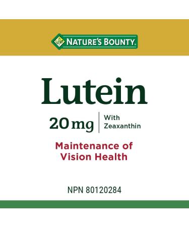 Nature's Bounty Lutein Pills Eye Health Supplements and Vitamins Support Vision Health 20 mg 60 Softgels Lutein 20 mg 60 Count - Buy Online on GoSupps.com