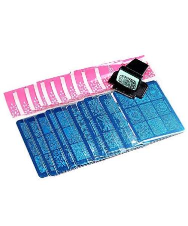 Finger Angel 10-Piece Nail Art Stencil Set | Mixed Designs & Flower Patterns for Creative Nail Art - 8x6 cm - Buy Online on GoSupps.com