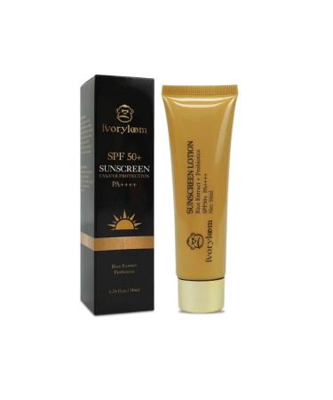 SPF 50+ Sunscreen | Rice Extract Probiotics Titanium Dioxide | Broad Spectrum UVA/UVB Protection | Octinoxate & Oxybenzone-Free | Water-Resistant | Non-Comedogenic|1.7oz