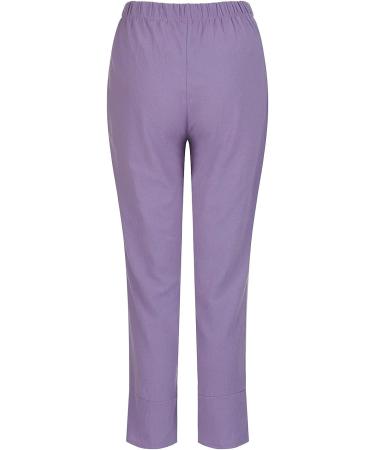 Ulanda Women's Purple Linen Capris with Pockets - Comfy Harem Style Beach Pants - Buy Online on GoSupps.com