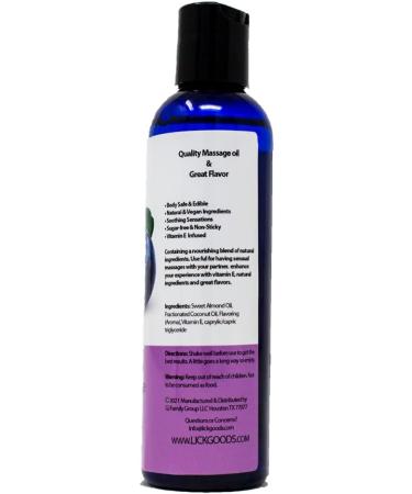 Lick Blueberry Flavored Edible Massage Oil | Vegan Skin Safe Infused with Vitamin E & Almond Oil | 4 oz Travel-Ready - Buy Online on GoSupps.com