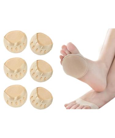 Foot Pads(3pairs of Apricot Color) Reusable Soft Ball of Foot Cushions Forefoot Pads for Women Sweat Absorbent Non-Slip Foot Cover Inner Socks Prevention Pain Relief Honeycomb Fabric Toe Socks