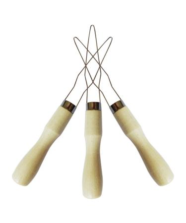 SUPVOX 3Pcs Steel Wire Loop Button Hook with Wooden Handle Button Assist Device - Buy Online on GoSupps.com