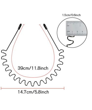 Showvigor 2 Pcs Black Wavy Spring Metal Headbands with Protective Covers - Unisex Sports Headband for Men and Women - Non-slip Hair Hoop Fashion Accessory - Buy Online on GoSupps.com