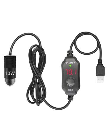 Mini Aquarium Heater 10W Mini Fish Tank Heater with Digital Display Thermostat Temperature Adjustable 5V/2A USB Powered Safe Tank Heater for 0.26 to 1.32 Gallon(1-5L) Tanks (US Fahrenheit)