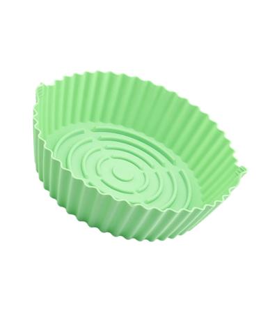 Zerodeko Air Fryer Pan Toaster Oven Pan Non Stick Baking Pan Oven Liner Silicone Air Fryer Mat Basket Round Green 19X19X6CM