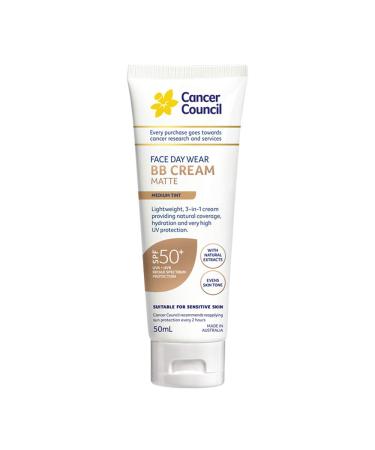 Cancer Council SPF 50+ Face Day Wear BB Cream Matte Medium Tint 50ml