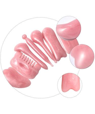 Fomiyes 7st scratch board set Eye massage stone gua Sha massage tool facial spicber board gua Sha Platte gua-sha-plate guasha board gua Sha for losing away the face guascha jade cosmetics pink 10x5.5cm