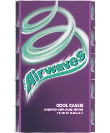 AIRWAVES - Blackcurrant Flavor Chewing Gum - Sugar Free - Mint Freshness - 5 Packs of 10 Dragees - 70 g - Buy Online on GoSupps.com