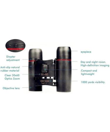 30x60 Portable Mini Binoculars - Wide View Angle Folding Telescope for Bird Watching, Camping, Hiking - Low Light Night Vision - Perfect for Outdoor Activities - Buy Online on GoSupps.com