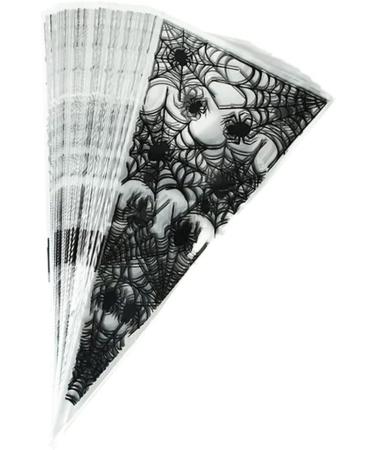 VDL Pack of 25 Halloween Sweet Cones 17x33cm Spiderweb Themed Clear Treat Bags with Twist Ties - Buy Online on GoSupps.com