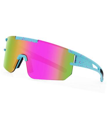 ZHABAO Polarized Sports Sunglasses for Men and Women, Cool Z87 Glasses for Outdoor Baseball Cycling Running Fishing Golf C02