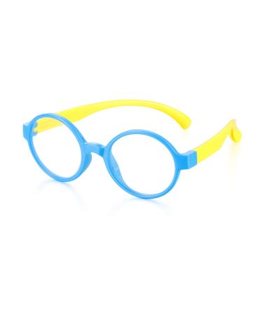 Kids Silicone Frame Glasses Radiation Resistant Computer Glasses for Children Anti Blue Light Glasses for Video Games Blue/Yellow