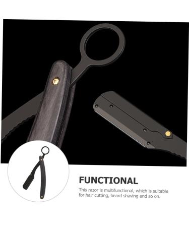 Stainless Steel Folding Razor Holder for Hairdressing & Shaving | Manual Beard & Eyebrow Cutter with Wooden Handle - Ideal for Men - Buy Online on GoSupps.com