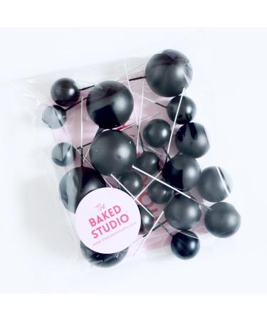 The Baked Studio - 20 Pieces Cake Decorating Balls With 4 Sizes In Pack (Black)