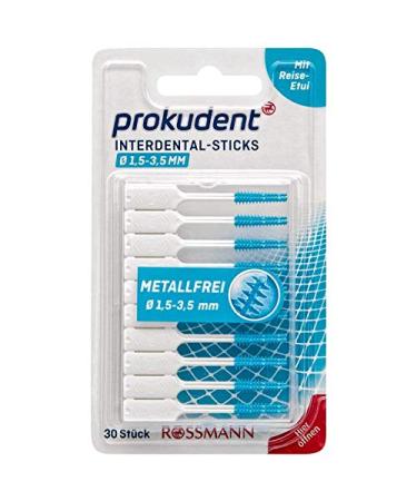 Prokudent interdental sticks 1 x 30 pieces 1.5-3.5 mm metal-free with travel case hygienic & effective cleaning simple & safe handling