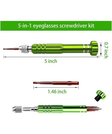 Dewedrt 5 in 1 Mini Screwdriver Glasses Screwdriver Magnetic Screwdriver Set for Watches Green - Buy Online on GoSupps.com