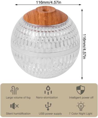 Buy Gobesty Crystal Night Light Humidifier - 450ml Ultrasonic Aroma Diffuser with 7 Color LED for Bedrooms | Silent Fragrance Lamp - Buy Online on GoSupps.com