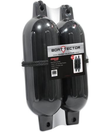 Extreme Max 3006.7375 BoatTector Inflatable Fender Value 2-Pack - 4.5" x 16"  Black Black 4.5" x 16" - Buy Online on GoSupps.com