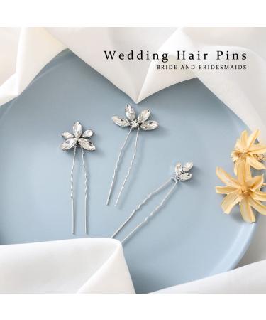 Jakawin Rhinestone Bride Wedding Hair Pins - Pack of 3 Silver Crystal Hair Accessories for Women and Girls | HP178 - Buy Online on GoSupps.com