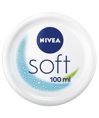 NIVEA SOFT Multi-Use Moisturizing Cream 48H (1 x 100 ml), Moisturizing Face, Body & Hands with Vitamin E & Jojoba Oil, Lightweight Vegan Formula, 95% Natural Ingredients