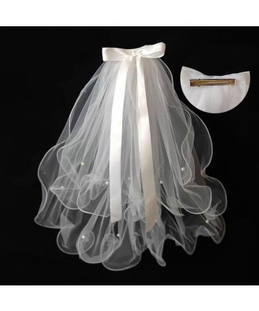 xbiez Pearl/Bowknot Long Tulle Marriage Bridal Veil with Fix Hair Comb/Clip for Marriage Wedding Celebration Party Headpieces Two layer plain B - Buy Online on GoSupps.com