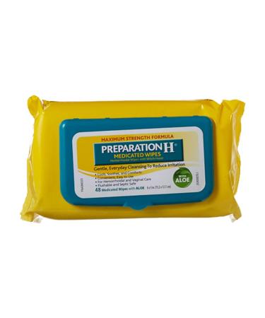 Preparation H Hemorrhoid Flushable Wipes with Witch Hazel for Skin Irritation Relief - 48 Count 48 Count (Pack of 1)