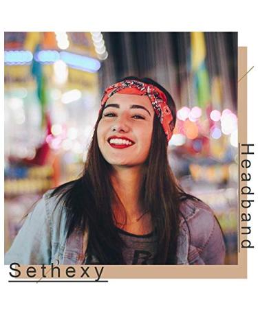 Sethexy Boho Hair Straps - Stretchy Cotton Bandeau Fashionable Knotted Accessories for Sports & Travel - 4 Pack in Black - Buy Online on GoSupps.com