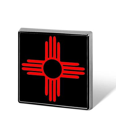 New Mexico Sun Zia Square Lapel Pin Art Badge Brooch Clothing Bags Decoration for Women Men Wedding Gift 18mm