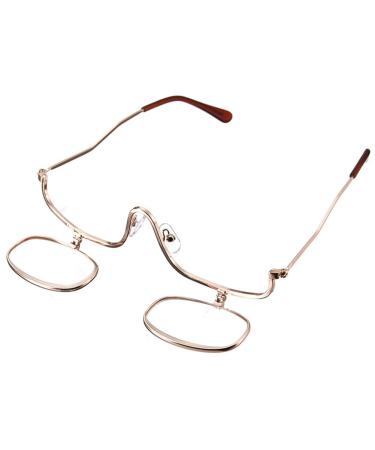 Magnifying Make Up Eye Fold Glasses Spectacles Cosmetic Eye Reading glasses With Pouch Flip Down Lens Flip (+ 1.5)