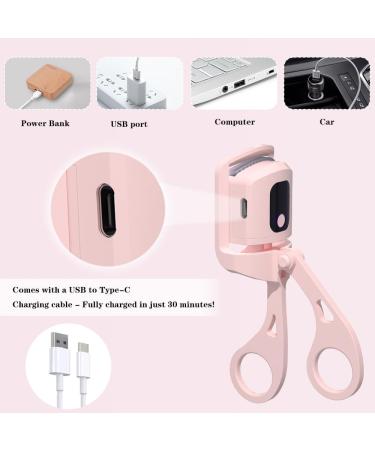 USB Rechargeable Heated Eyelash Curler - 3 Heating Modes & Temperature Display for Long-Lasting Curls - Quick Heating Electric Eyelash Curler (Pink - Buy Online on GoSupps.com