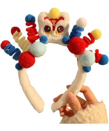xbiez 3D Plush Animal Doll Headband for Women Girls Hair Accessories Colorful Twisted Rods Cartoon Hair Hoop Makeup Headdress White tiger - Buy Online on GoSupps.com