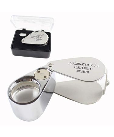 Handheld Magnifying Glass 30X Folding HD with Light Magnifying Glass Magnifiers