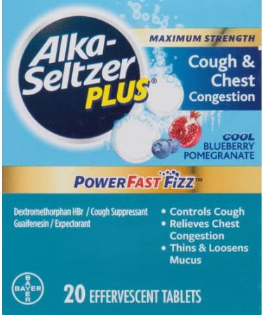 ALKA-SELTZER PLUS Powerfast Fizz Cough & Chest Congestion Medicine effervescent Tablets 20ct