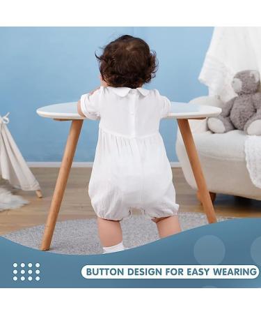 Boys White Baptism Outfit | Baby Boy Romper for Christening | Linen Jumpsuit 0-18 Months | 6-9 Months White-228 - Buy Online on GoSupps.com
