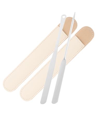Spatule M tallique Cosm tique en Acier Inoxydable 4 Pi ces Manche Long et tui en Cuir Outil Portable pour M langer Fond de Teint Cr mes et Pigments pour Maquillage