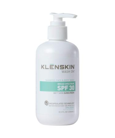 KLENSKIN Spa Aromatherapy Body Wash with SPF 30 Sunscreen  Water Resistant (80 Minutes) Sun Protection for Scalp  Face  Body  8oz