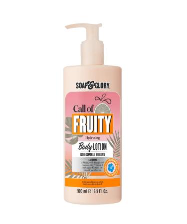 Soap & Glory Call of Fruity Moisturizing Body Lotion - Coconut Oil & Vitamin E Body Moisturizer - Tropical Fruits & Hibiscus Scented Lotion for Daily Use (500ml)