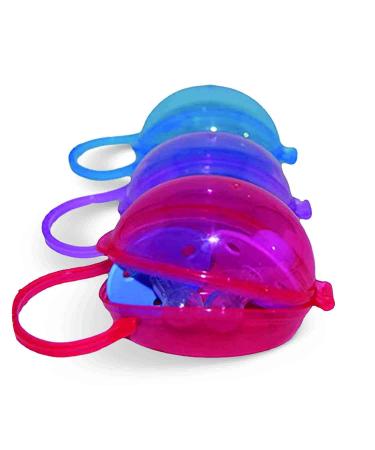 Pacifier Cases by Akeekah | 3 Pack Unisex | Pacifier Box and Baby Binky Holder with Awesome Colorful Designs | Safe BPA Free Nippleshield Case with Free Eco Friendly Mesh Bag Red Blue & Purple