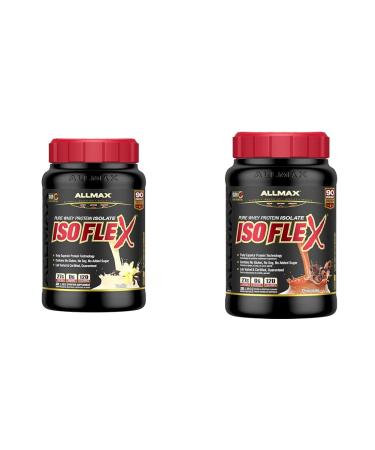 ALLMAX Nutrition Isoflex 100% Ultra-Pure Whey Protein Isolate Vanilla 2 lb & ocolate 2 Pound
