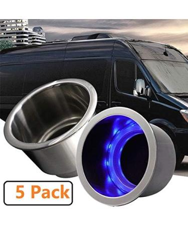 Stainless Steel Boat Cup Holder Inserts (5 Pack) - Marine/RV Camper Drink Holder with Drain - Lucky Seven - Buy Online on GoSupps.com