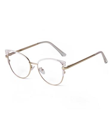 ADEWU glasses without prescription with blue light filter glasses frames women cat eye chic party fake glasses white