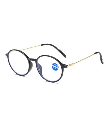 Iynwbjts Presbyopie Anti-blue light reading glasses Tr90 Reading glasses with metal leg and oval frame KY814 (Color: Black Box Size: 3.50) 3.50 Black Box