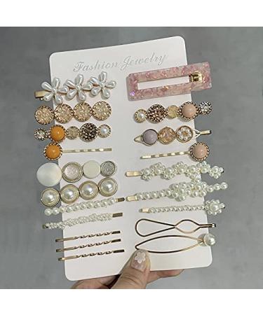 20 Pieces Pearls Hair Clips - Korean Style Acrylic Resin Hairpins for Women & Girls | Stylish Hair Accessories & Headgear - Buy Online on GoSupps.com