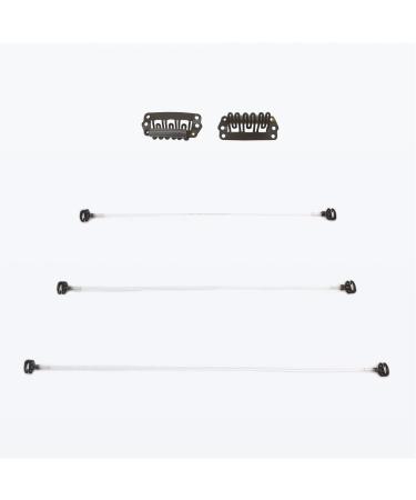 GOO GOO Invisible Elastic Wire for Wire Hair Extensions Brown 3 Adjustable Fish Line 7.3 Inch 8 Inch and 10 Inch with 2pcs Stainless Steel Clips Brown Invisible Elastic Wire and Stainless Steel Clips