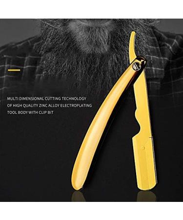 Greethga Stainless Steel Folding Shaving Knife | Professional Manual Beard Razor for Men - Black - Buy Online on GoSupps.com